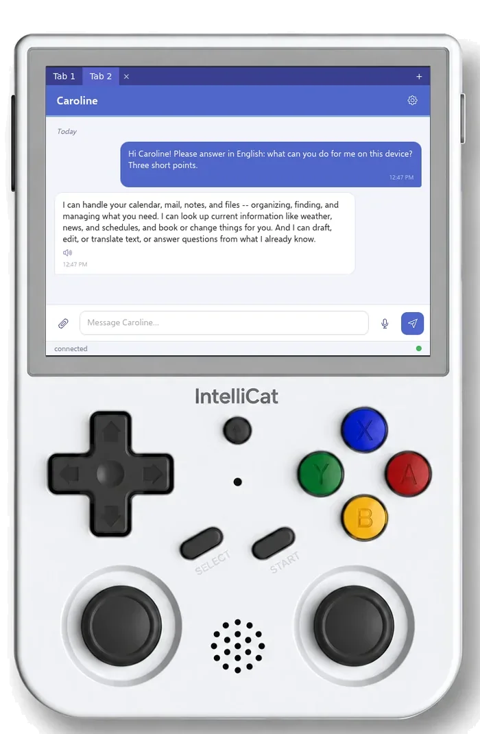 Caroline's chat on IntelliCat